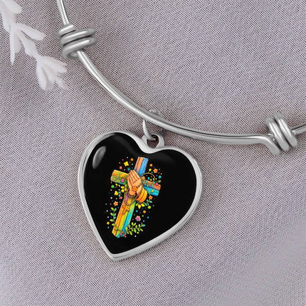 Praying Hands Heart Bangle – Christian Gift for Kids