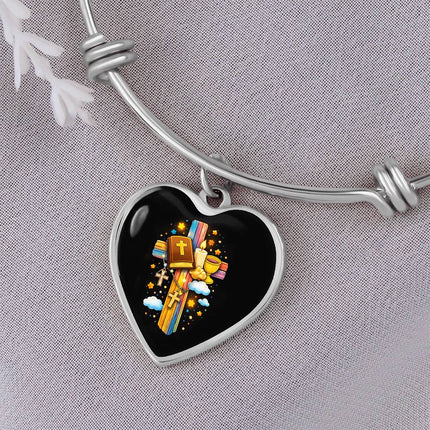 Holy Bible & Chalice Heart Bangle – Christian Gift for Kids