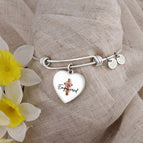 Heart Pendant Silver Bangle / No