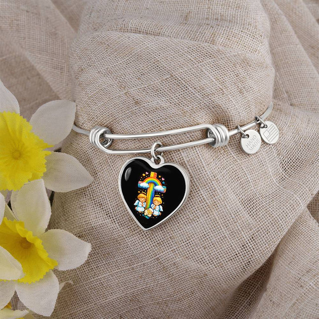 Angels & Lamb Heart Bangle – Christian Gift for Kids