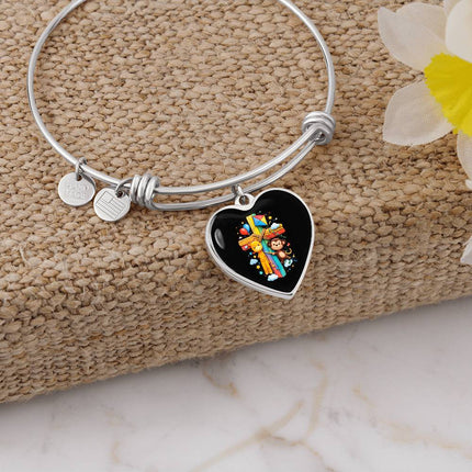 Giraffe & Monkey Heart Bangle – Christian Gift for Kids