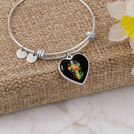 Praying Hands Heart Bangle – Christian Gift for Kids