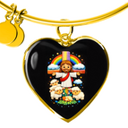 Heart Pendant Gold Bangle / No