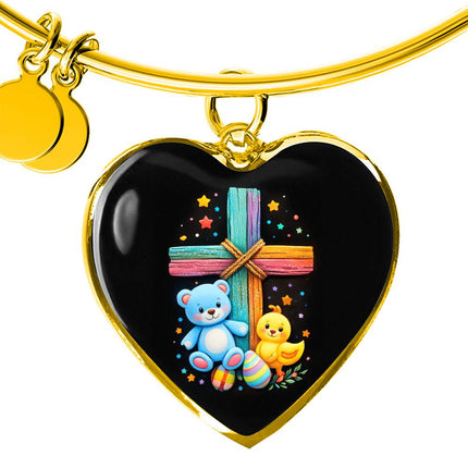 Teddy Bear & Duckling Heart Bangle – Christian Gift for Kids