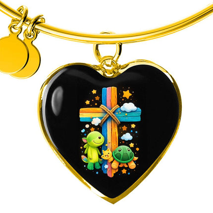 Dinosaur & Turtle Heart Bangle – Christian Gift for Kids