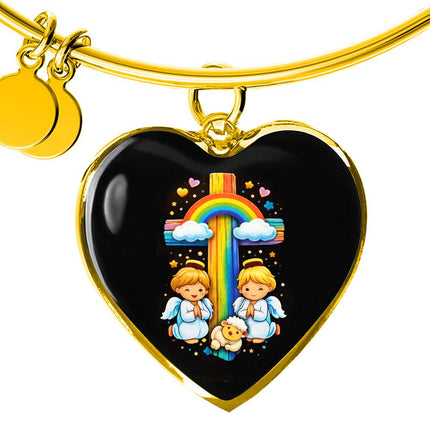 Angels & Lamb Heart Bangle – Christian Gift for Kids