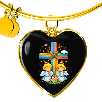 Praying Angels Heart Bangle – Christian Gift for Kids