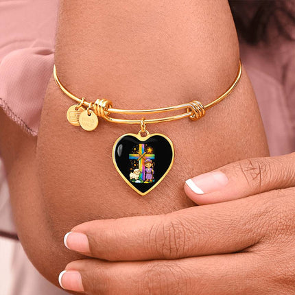 Little Shepherd & Lamb Heart Bangle – Christian Gift for Kids