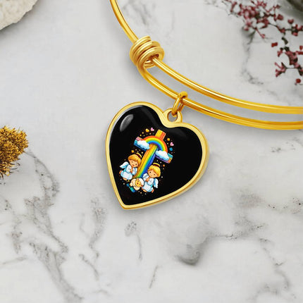 Angels & Lamb Heart Bangle – Christian Gift for Kids