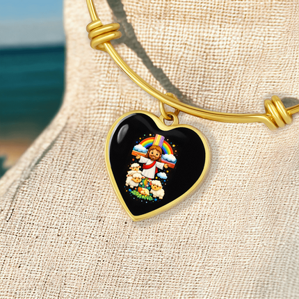 Jesus With the Sheep Heart Bangle – Christian Gift for Kids