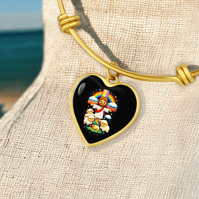 Jesus With the Sheep Heart Bangle – Christian Gift for Kids