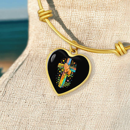 Praying Hands Heart Bangle – Christian Gift for Kids