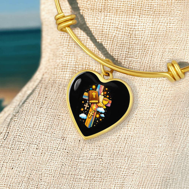 Holy Bible & Chalice Heart Bangle – Christian Gift for Kids