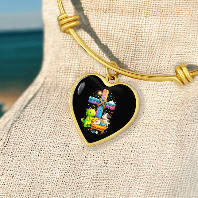 Nativity Manger Heart Bangle – Christian Gift for Kids
