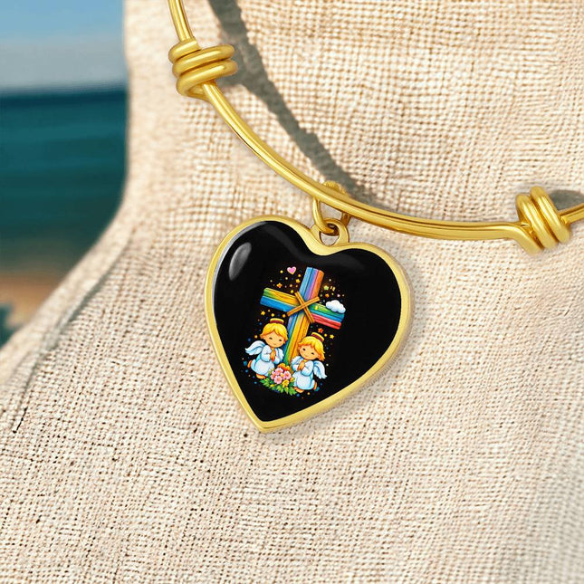 Praying Angels Heart Bangle – Christian Gift for Kids