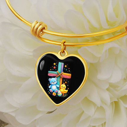 Teddy Bear & Duckling Heart Bangle – Christian Gift for Kids