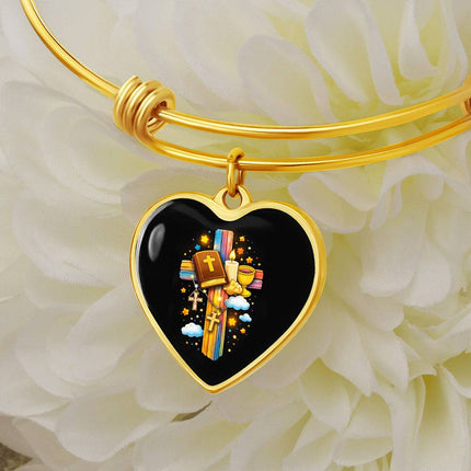 Holy Bible & Chalice Heart Bangle – Christian Gift for Kids