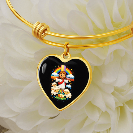 Jesus With the Sheep Heart Bangle – Christian Gift for Kids