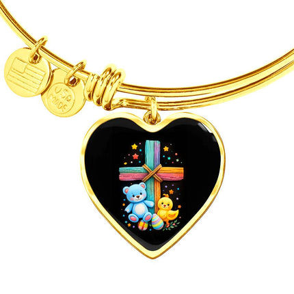 Teddy Bear & Duckling Heart Bangle – Christian Gift for Kids