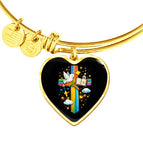 Heart Pendant Gold Bangle / No