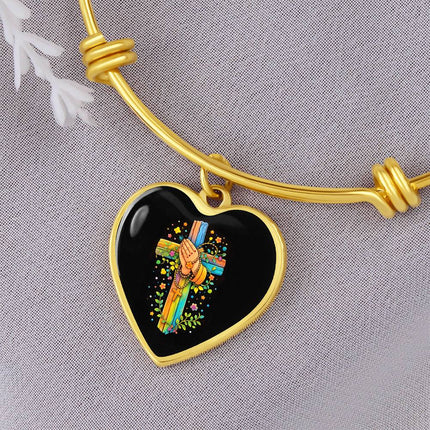 Praying Hands Heart Bangle – Christian Gift for Kids