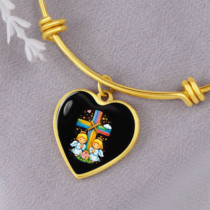 Praying Angels Heart Bangle – Christian Gift for Kids