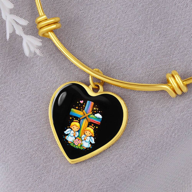Praying Angels Heart Bangle – Christian Gift for Kids