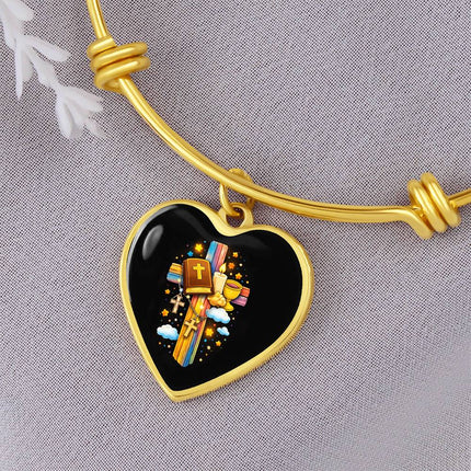 Holy Bible & Chalice Heart Bangle – Christian Gift for Kids