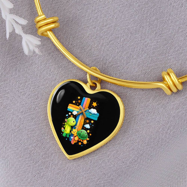 Dinosaur & Turtle Heart Bangle – Christian Gift for Kids