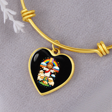 Jesus With the Sheep Heart Bangle – Christian Gift for Kids