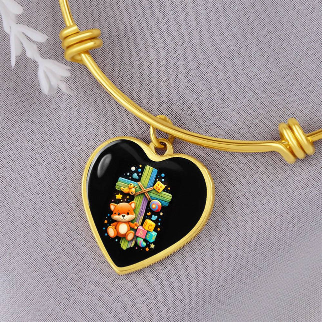 Kitten & ABC Blocks Heart Bangle – Christian Gift for Kids