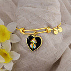 Heart Pendant Gold Bangle / No
