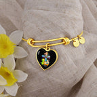 Heart Pendant Gold Bangle / No