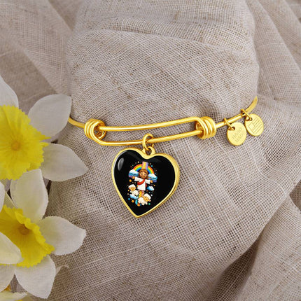 Jesus & Little Lambs Heart Bangle – Christian Gift for Kids
