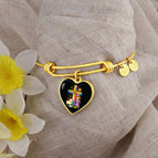 Heart Pendant Gold Bangle / No