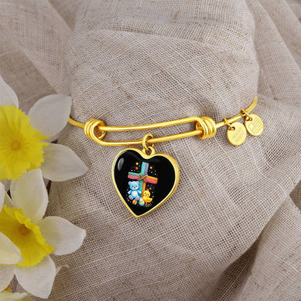 Teddy Bear & Duckling Heart Bangle – Christian Gift for Kids