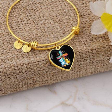 Teddy Bear & Duckling Heart Bangle – Christian Gift for Kids