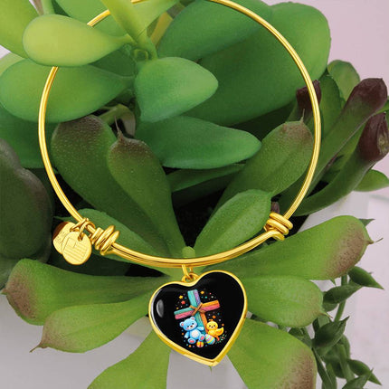 Teddy Bear & Duckling Heart Bangle – Christian Gift for Kids