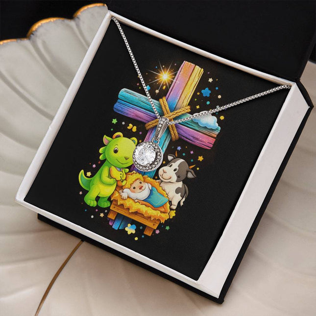 Rainbow Cross Frog And Cow | Christian Eternal Hope Necklace | Gift for Kids