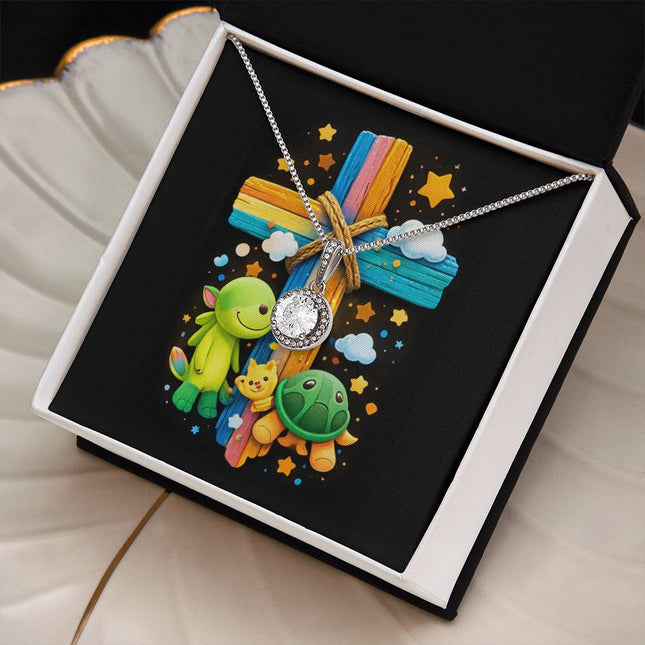 Rainbow Cross Turtle | Christian Eternal Hope Necklace | Gift for Kids