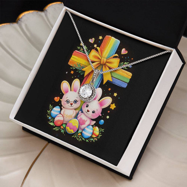 Rainbow Cross Bunnies | Christian Eternal Hope Necklace | Gift for Kids