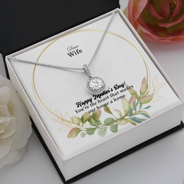 Christian eternal hope necklace with "Dear Wife Happy Mother's Day Gift" message — modern Mother's Day gift for wife, in luxury gift box