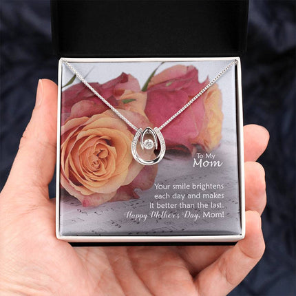 Christian lucky in love necklace with "To My Mom Happy Mother's Day Gift" message — modern Mother's Day gift for mom, in luxury gift box