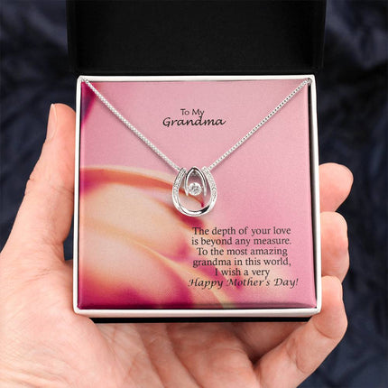 Christian lucky in love necklace with "To My Grandma Happy Mother's Day Gift" message — modern Mother's Day gift for grandma, in luxury gift box