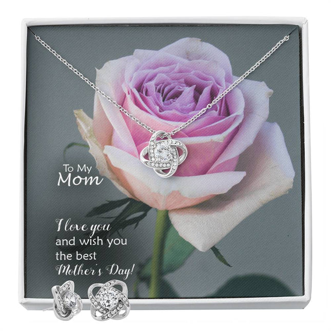 Christian love knot necklace with "I Love You & Wish You the Best Mother's Day" message — modern Mother's Day gift for mom, in luxury gift box