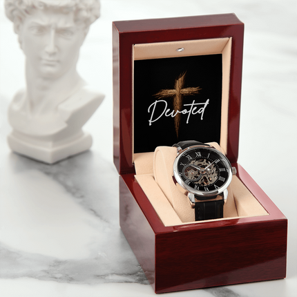 Devoted Cross Men's Openwork Watch – Christian Gift for Men