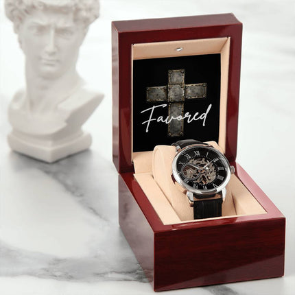 Devoted Cross Men's Openwork Watch – Christian Gift for Men