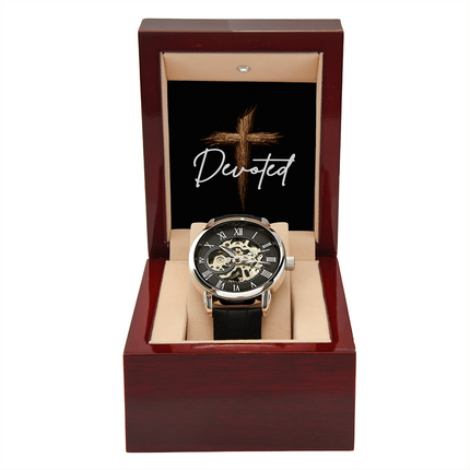 Devoted Cross Men's Openwork Watch – Christian Gift for Men