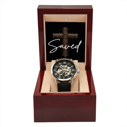 Devoted Cross Men's Openwork Watch – Christian Gift for Men