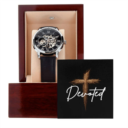 Devoted Cross Men's Openwork Watch – Christian Gift for Men